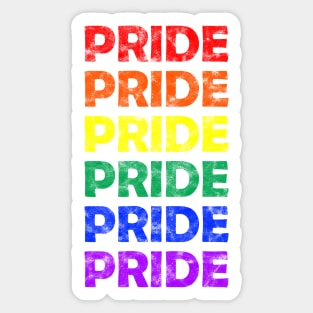 Pride Repeating Rainbow Distressed Text Design Sticker